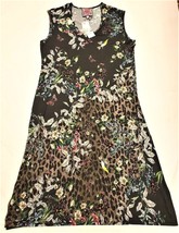 Johnny Was Ash Bird Leopard Cap Sleeve High Slit V-Neck Dress Sz-XL  - £143.52 GBP