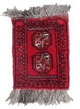 Handmade vintage Afghan Ersari mat 0.7&#39; x 0.9&#39; (24cm x 30cm) 1970s - £207.83 GBP