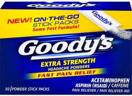 50 Goody&#39;s Headache Powder Aspirin nsaid Acetaminophen Fast Pain Relieve... - $26.31