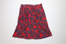 Vintage 90s Streetwear Womens Size 16 Rayon Rainbow Paisley Pleated Skirt - $39.55