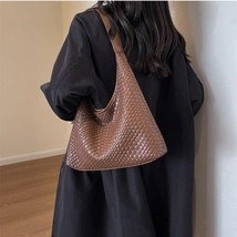 Handwoven Leather Dumpling Bag, Fashion Vegan Leather Shoulder Bag for Women - £25.95 GBP