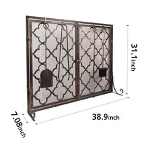 Fireplace Screen 39 x 31 Inch Fireplace Screen Metal  Safe Spark Guard Two-Doors - £134.41 GBP