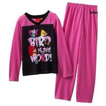 Girls Pajamas 2 Pc Angry Birds Pink Black Long Sleeve Top &amp; Pants $36-sz... - $13.86