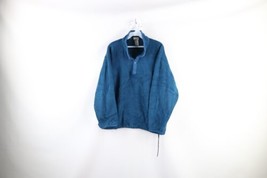 Vtg 90s LL Bean Womens L Faded Spell Out Snap Button Fleece Pullover Sweater USA - £39.52 GBP