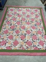 Antique Quilt Feed Sack 1900s Estate Find Colorful Handmade Needs Repair 88x75 - £67.26 GBP