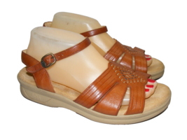 SAS Huarache Brown Leather Sandals Women 8.5 W Tripad Comfort Ankle Strap Shoes - $26.13