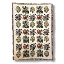 Vintage Tapestry Woven Throw Blanket Autumn Harvest Farmhouse Floral 65x46 - £27.77 GBP