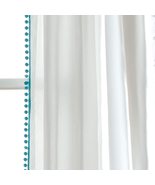 Plain White Cotton Curtain,with Pom Pom, Boho Window Treatment Set, Door... - £22.36 GBP+