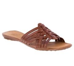 Womens Authentic Mexican Huarache Real Woven Leather Sandals Slip On Cognac #205 - £27.85 GBP