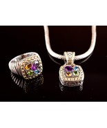 Effy Balissima Sterling Silver &amp; 18k Gold Multi-Gemstone Ring &amp; Necklace... - $832.43 CAD