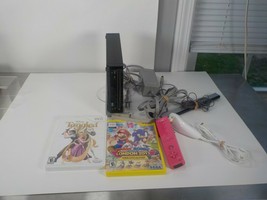 Nintendo Black Wii RVL-101 Console System Bundle - Pink Remote w/ Mario Sonic  - £86.04 GBP