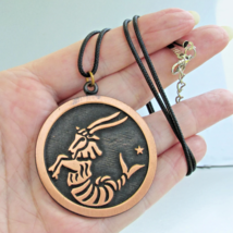 Signed COPPERCRAFT GUILD Capricorn Horoscope Zodiac Copper Vtg Pendant N... - $12.86