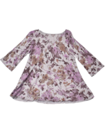 J Jill Women&#39;s Silk Blend Floral Purple Grey Pull Over Blouse Size Large... - $32.66 CAD