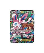 Rare Sylveon &amp; Eevee Pokémon Card Sherpa Fleece Room Décor Custom Anime ... - £47.12 GBP+