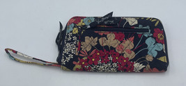 VERA BRADLEY Wristlet Zip Around Wallet Happy Snails Design Floral Navy Colorful - £19.80 GBP