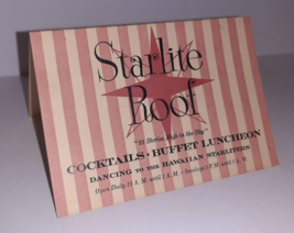 Starlite Roof Table Tent Promo Sir Francis Drake Hotel San Francisco, CA Lounge - £7.91 GBP