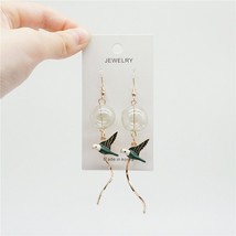 Charming Green Bubble Swallow Long Earrings 2021 Sweet Blown Glass Dangl... - £6.45 GBP