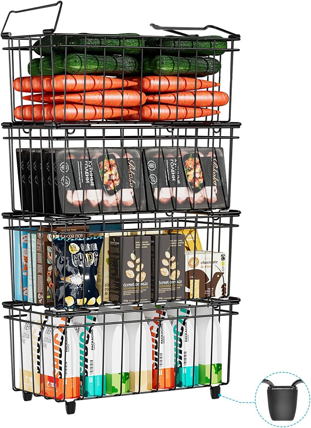 Freezer Organizer Bins(14.4‘’L X 7.1‘’W X 5.9‘’H) With Anti Slip Rubber,... - $44.99