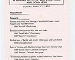Blakely Cafe 1992 Fetzer Vineyards Dinner Menu Knoxville Tennessee John ... - $17.82
