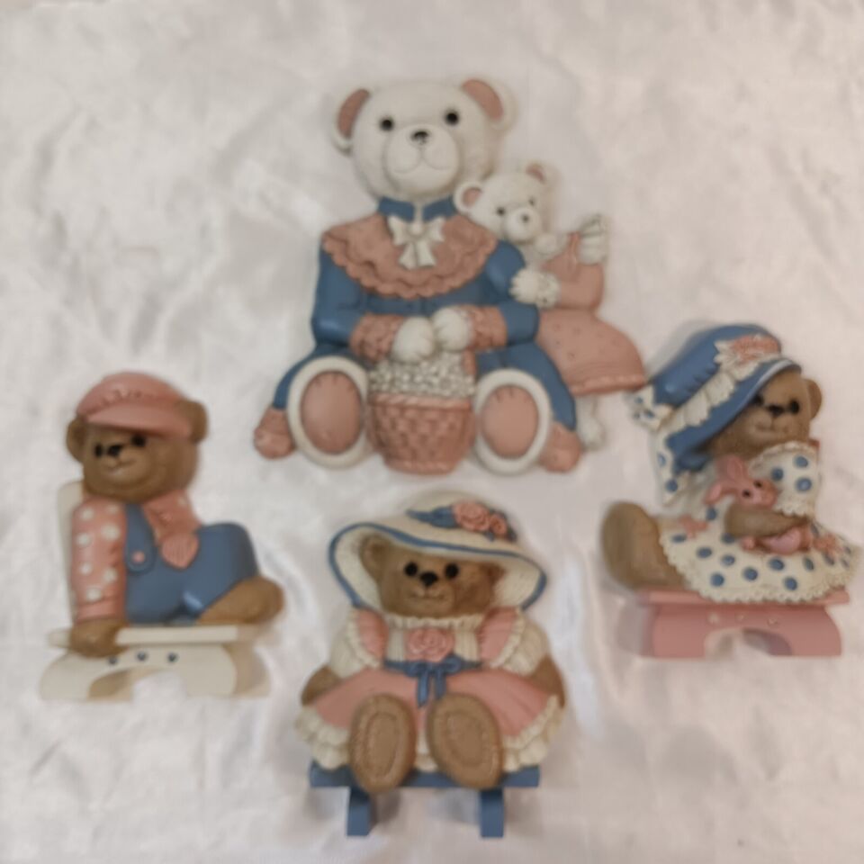 Vintage Homco & Burwood Teddy Bear Home Interior Wall Plaques Collectible 1980's - £14.19 GBP