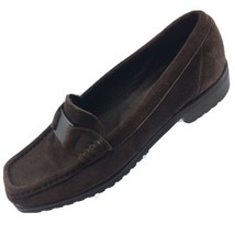 SH30 Bally Tempest Women 5M Brown Suede Loafers Logo Embellished Italy Made - £14.99 GBP