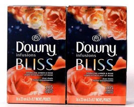 2 Boxes Downy Infusions Bliss Sparkling Amber &amp; Rose 105 Ct Dryer Sheets - £27.96 GBP