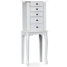 2 Colors Armoire Storage Standing Jewelry Cabinet with Mirror-White - Color: Whi - £79.42 GBP