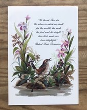 Vintage TN Phakos Inspirational Blessed Bird Perched in Flowers Greeting Card - £4.64 GBP