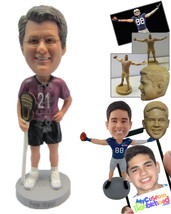 Personalized Bobblehead Male Field Hockey Player Posing For Picture Next To His  - £72.72 GBP