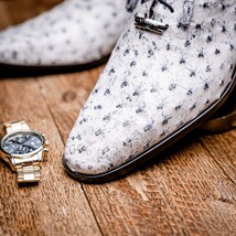 Criss Genuine Ostrich Quill Dress Oxford Shoes Newspaper image 10