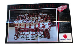 1992-1993 DETROIT RED WINGS TEAM 22” X 14&quot; POSTER PICTURE Labatts Blue - $15.80