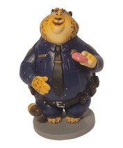 Disney Store Zootopia Officer Clawhauser 4&quot; Pvc Vinyl Figure w/ Donut Euc - £7.22 GBP