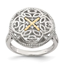 Sterling Silver 14K Gold .03Ct Diamond Vintage Ring - £114.85 GBP
