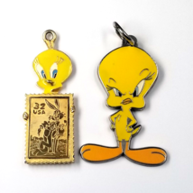 2 Warmer Bros Looney Tunes Tweety Bird Keychain Charms USPS Stamp &amp; Plasticolor - $23.00