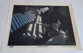 NASA LARGE SPACE STATION 1983 PROMO POSTER LOCKHEED MISSILES &amp; SPACE DBL... - $49.50