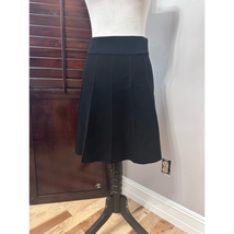 Ann Taylor Womens Pleated Skirt Black Above Knee Wide Band Stretch Petit... - $18.49