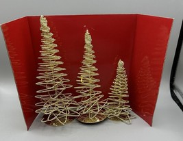 Ornament Christmas 3 Gold Twisted Wire Trees Gold  Base 5.5-9 Ins. Tall ... - $21.46