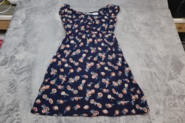Kimchi Blue Dress Women Small Blue Knee Length Short Sleeve Floral Fit &amp; Flare - £18.29 GBP