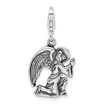 Amore La Vita Silver  Polished 3-D Antique Kneeling Angel Charm with Fancy Lobst - £31.17 GBP