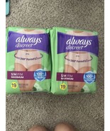 2 Always Discreet Women Underwear Incontinence Maximum Size S/M 19ct ea New - $48.70 CAD