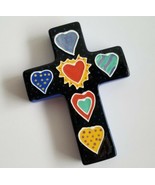 Chris Bubany Hand Painted Glazed Ceramic Wall Cross Southwest USA Tucson... - $35.49 CAD
