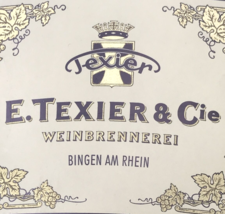 1960s Texier Weinbrennerei Wine Bottle Label Germany Bingen am Rhein 4.2... - $18.53