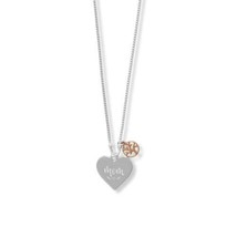 Sterling Silver &quot;Mom&quot; Heart and Family Tree Charm 16&quot; + 2&quot; Necklace - £35.17 GBP
