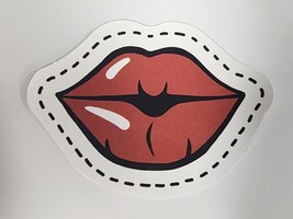 Simple Pair of Lips Multicolor with Dashed Line Around Sticker Decal Great Gift - £1.80 GBP