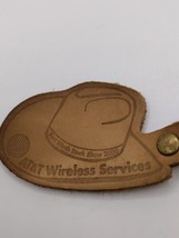 2000 Fort Worth Stock Show Rodeo Texas Cowboy Hat Shaped Keychain Leather Att - £19.71 GBP