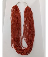 31&quot; Red Coral Bead Necklace 30 Strand - $69.95