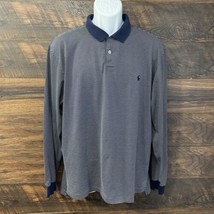 Polo By Ralph Lauren Men&#39;s L Rugby 100% Pima Hairline Stripes Blue Long ... - $333.58 MXN