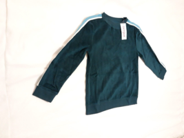 Kids Cat and Jack Striped Sleeve Sweatshirt (Size S / 6-7) &quot;TEAL GREEN&quot; ... - $18.53