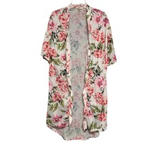 Show Me Your Mumu Womens Kimono Robe Pink Sz S Floral Print Waist Tie - £10.14 GBP