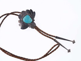 Vintage Navajo Sterling and turquoise bolo tie b - £175.99 GBP